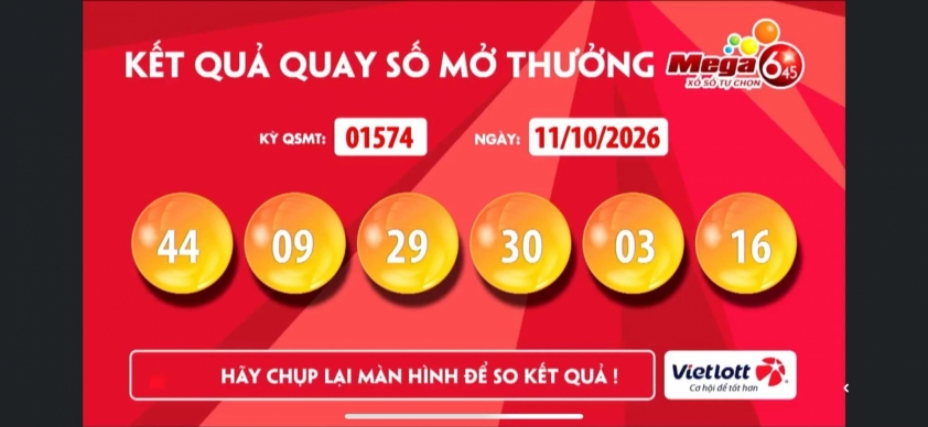 Vietlott 11/10/2026 - Kết quả xổ số Vietlott ngày 11/10/2026